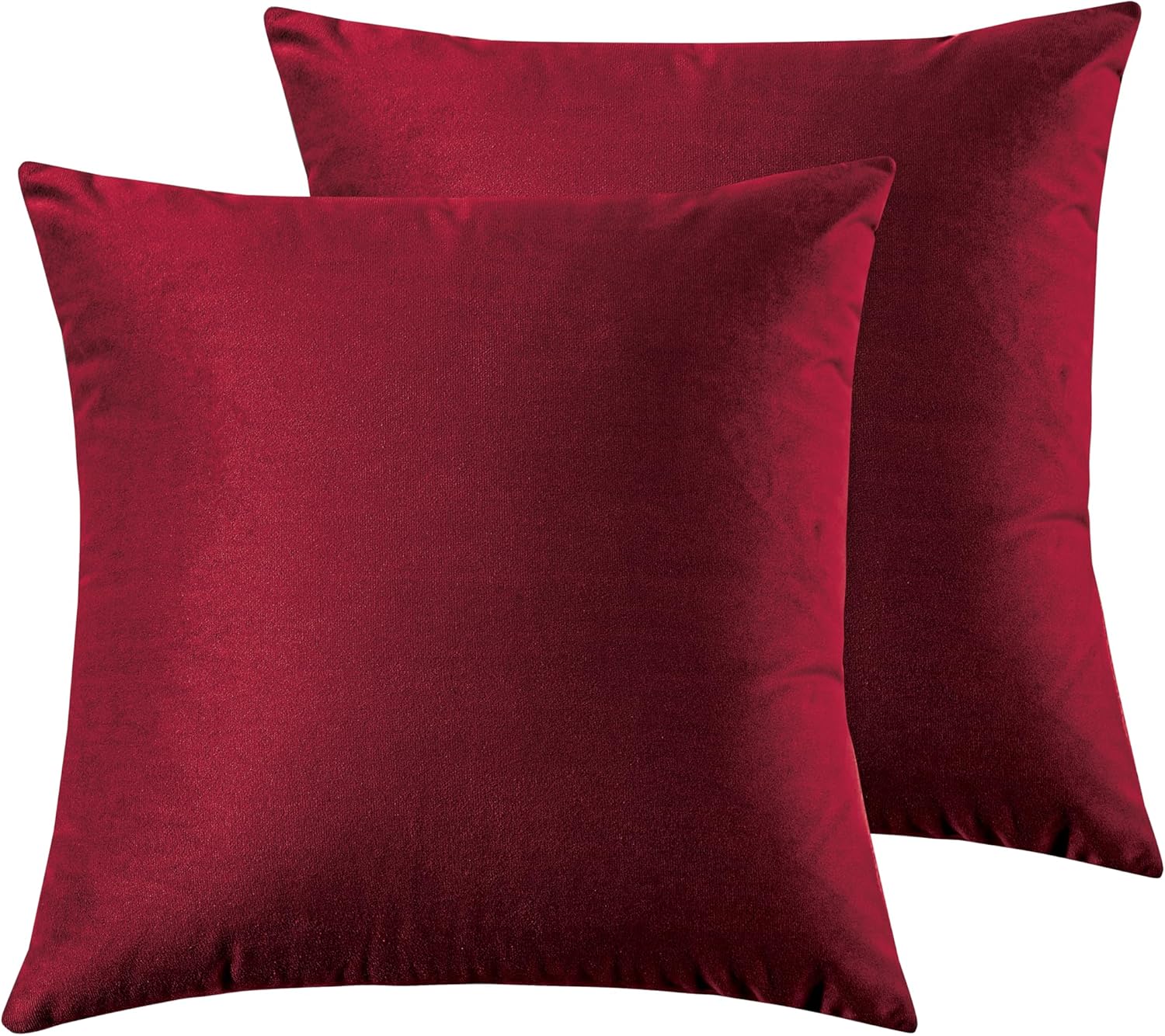 Twin-Pack Velvet Cushion Covers - Soft Microfibre Cushion Covers with Hidden Zipper Red, 45cm*45cm