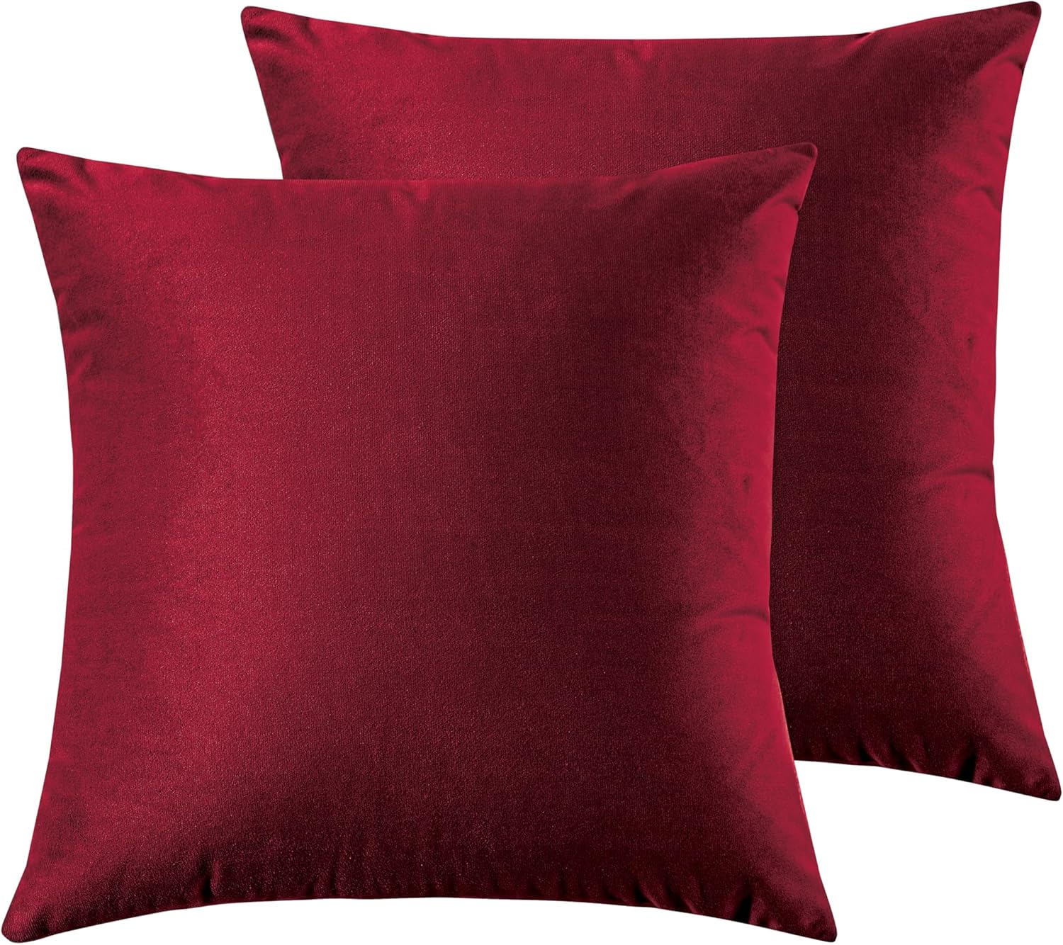 Twin-Pack Velvet Cushion Covers - Soft Microfibre Cushion Covers with Hidden Zipper Red, 65cm*65cm