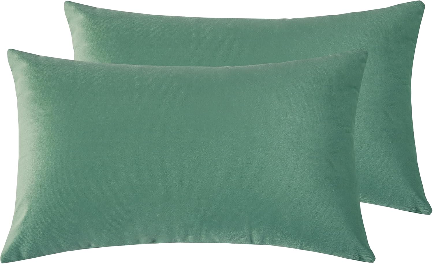 Twin-Pack Velvet Cushion Covers - Soft Microfibre Cushion Covers with Hidden Zipper Sage, 30cm*50cm