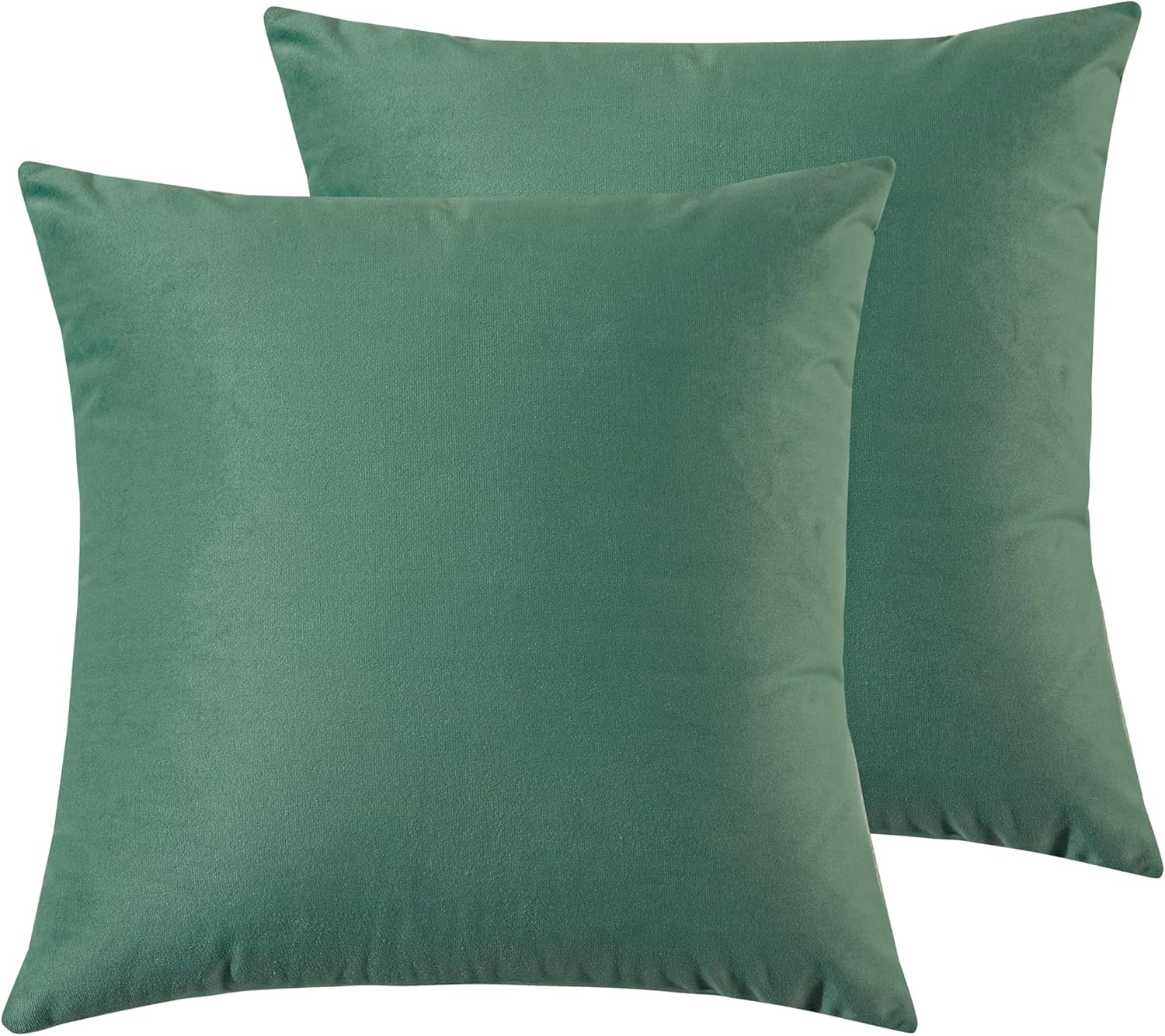 Twin-Pack Velvet Cushion Covers - Soft Microfibre Cushion Covers with Hidden Zipper Sage, 45cm*45cm