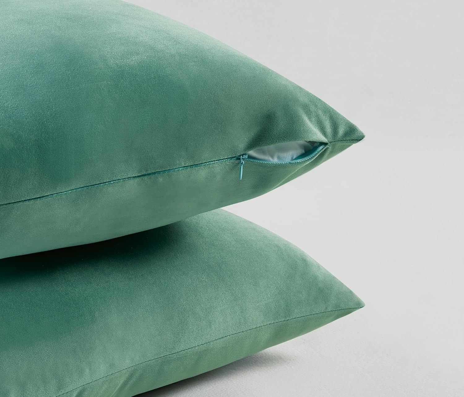 Twin-Pack Velvet Cushion Covers - Soft Microfibre Cushion Covers with Hidden Zipper Sage, 65cm*65cm