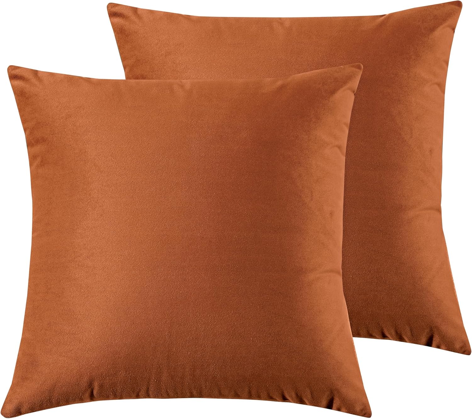 Twin-Pack Velvet Cushion Covers - Soft Microfibre Cushion Covers with Hidden Zipper Terracotta, 45cm*45cm