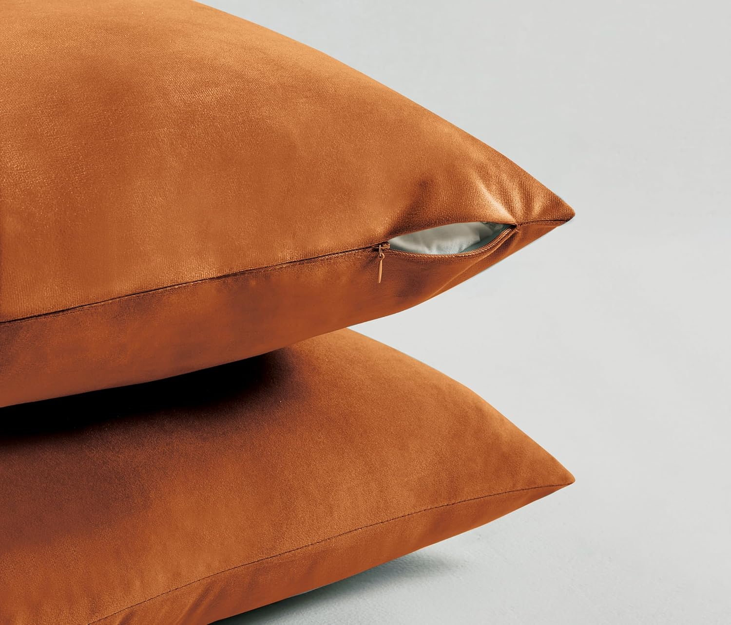Twin-Pack Velvet Cushion Covers - Soft Microfibre Cushion Covers with Hidden Zipper Terracotta, 65cm*65cm