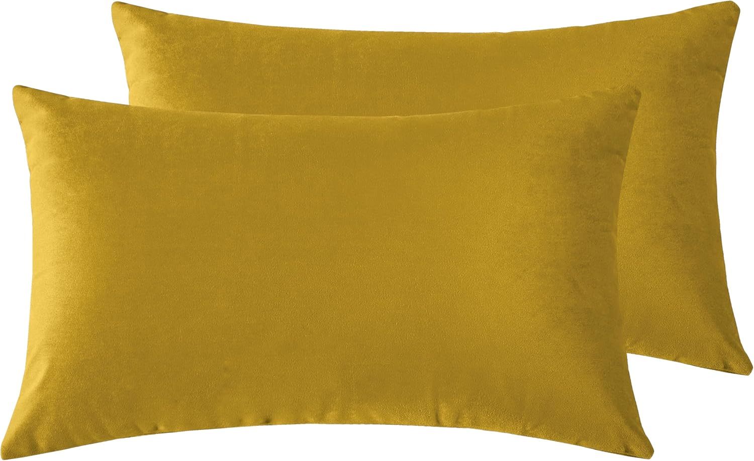 Twin-Pack Velvet Cushion Covers - Soft Microfibre Cushion Covers with Hidden Zipper Yellow, 30cm*50cm