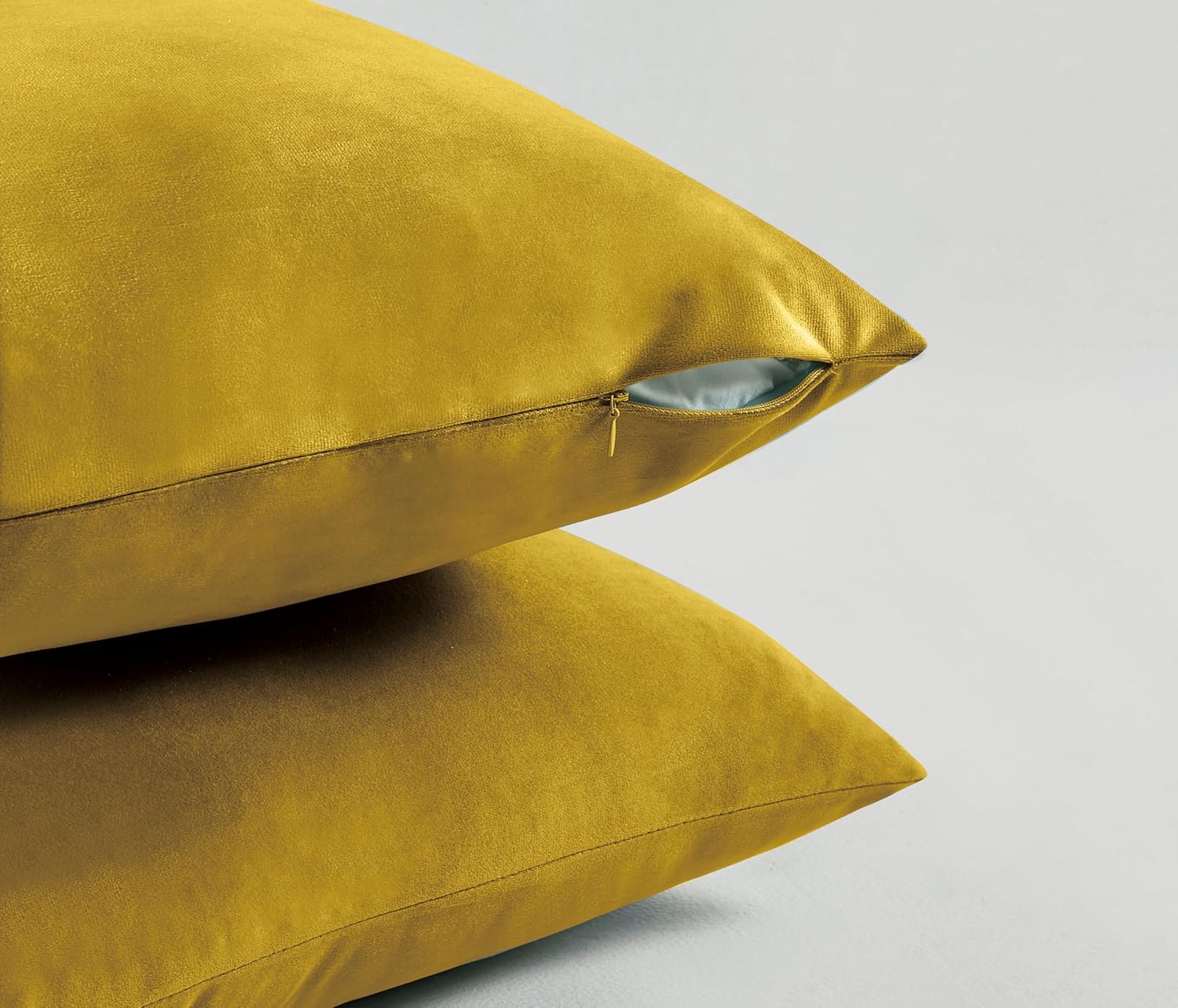 Twin-Pack Velvet Cushion Covers - Soft Microfibre Cushion Covers with Hidden Zipper Yellow, 30cm*50cm
