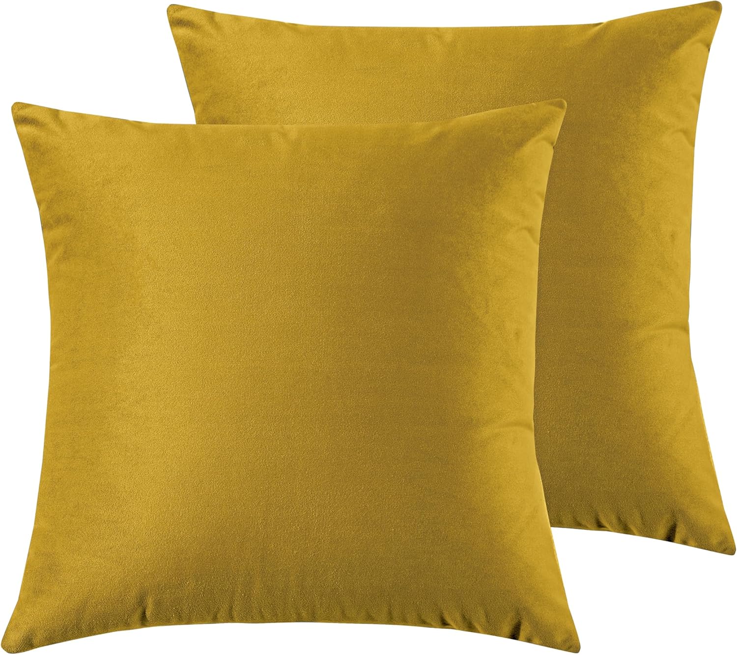 Twin-Pack Velvet Cushion Covers - Soft Microfibre Cushion Covers with Hidden Zipper Yellow, 65cm*65cm