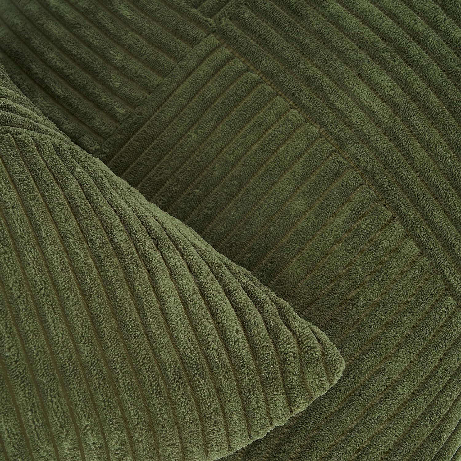 Corduroy Cushion Covers - Soft Velvet Fabric with Windmill-Inspired Pattern and Hidden Zipper Design - Olive Green, 45cm x 45cm Twin Pack