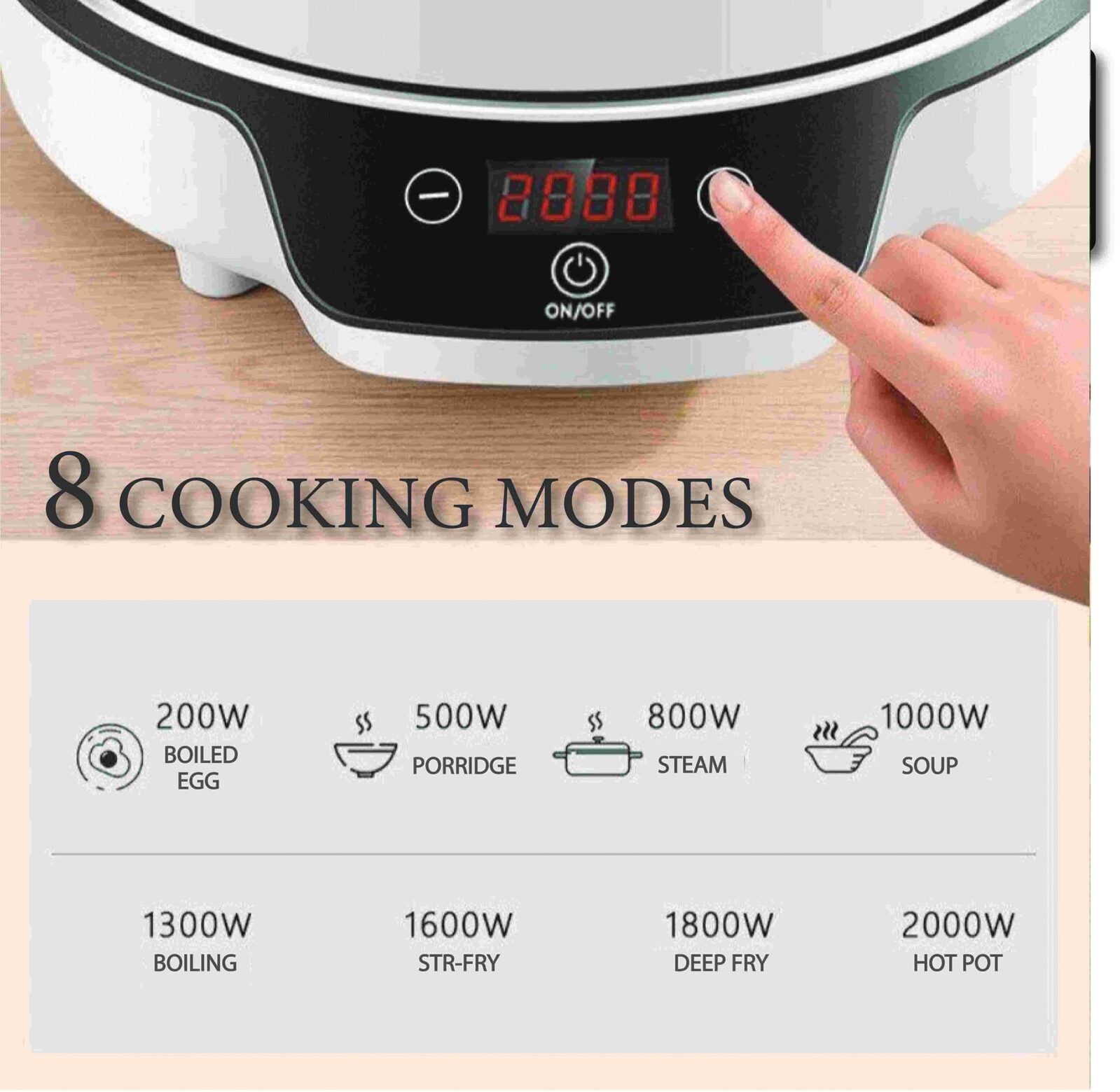 Round Shape Induction Cooker, 8 Level, LED Display - Kylin