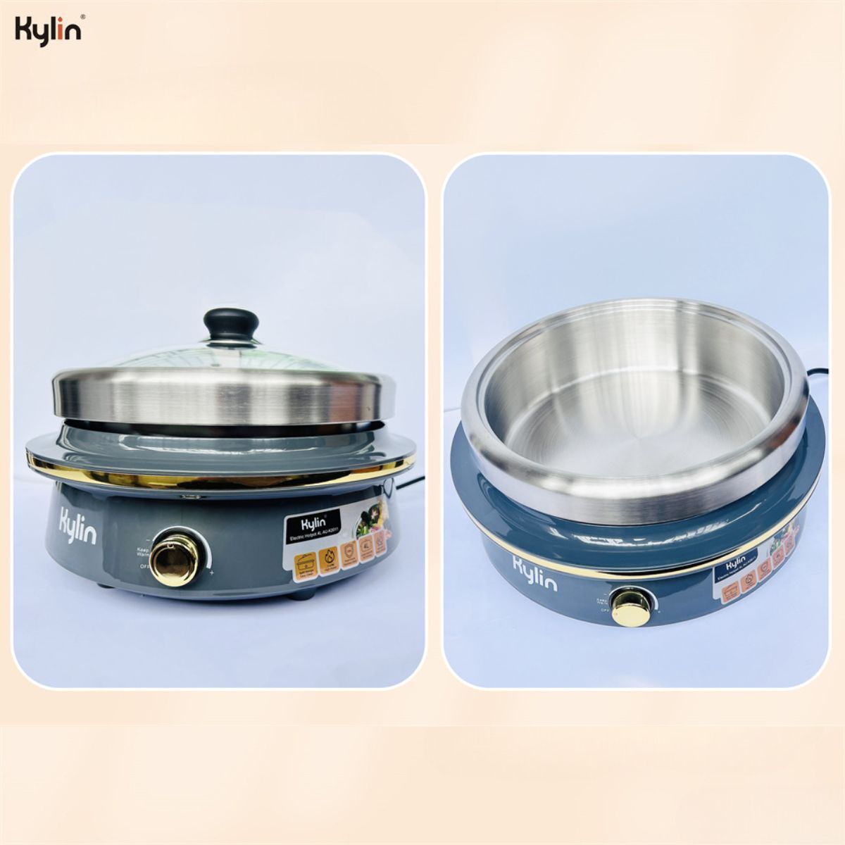 1500W Electric Hotpot, Stainless Steel, 4L, Removable Pot, Kylin