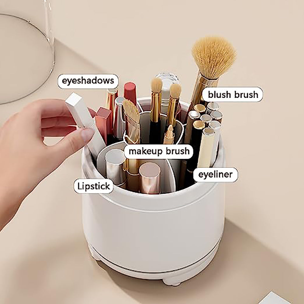 360° Rotating Dust-proof Makeup Brush Holder with Cover