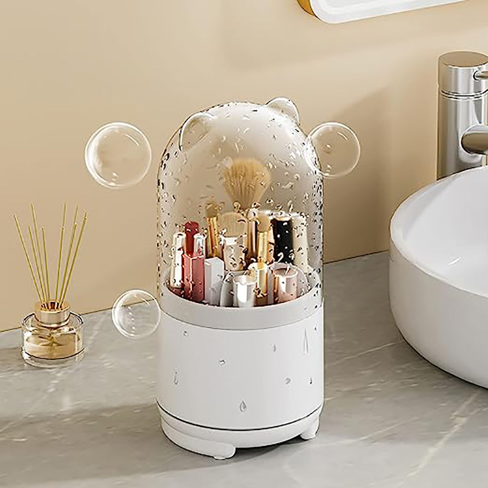 360° Rotating Dust-proof Makeup Brush Holder with Cover