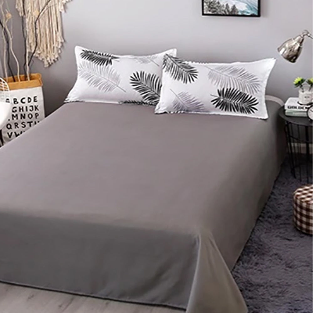 Palm Leaves Pattern Aloe Cotton Flat Sheet Quilt Cover Pillowcases 4pcs Bedding Set Queen