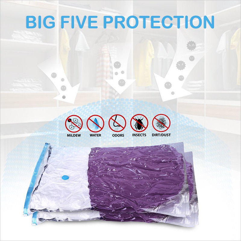 6 Pcs Set Vacuum Storage Bags Space Saver Seal Compressing Various Size with Air Pump 1S+2M+2L+1XL
