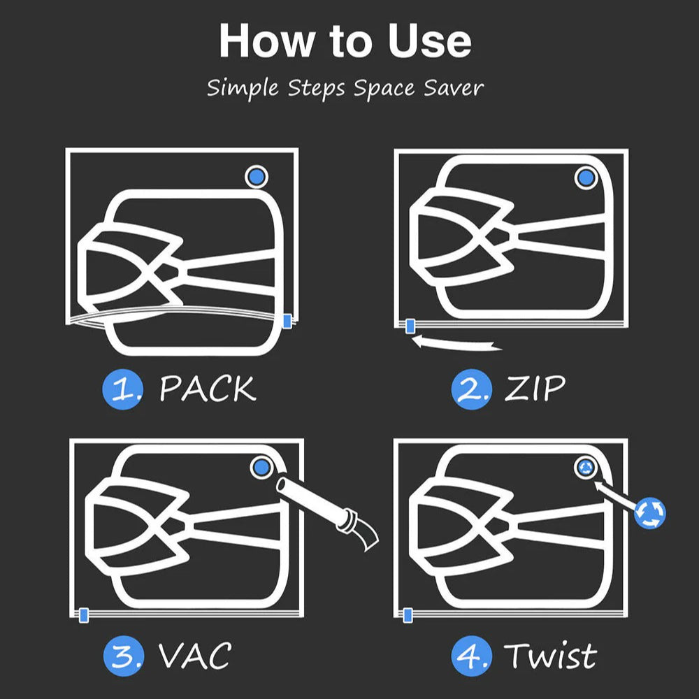 6 Pcs Set Vacuum Storage Bags Space Saver Seal Compressing Various Size with Air Pump 1S+2M+2L+1XL