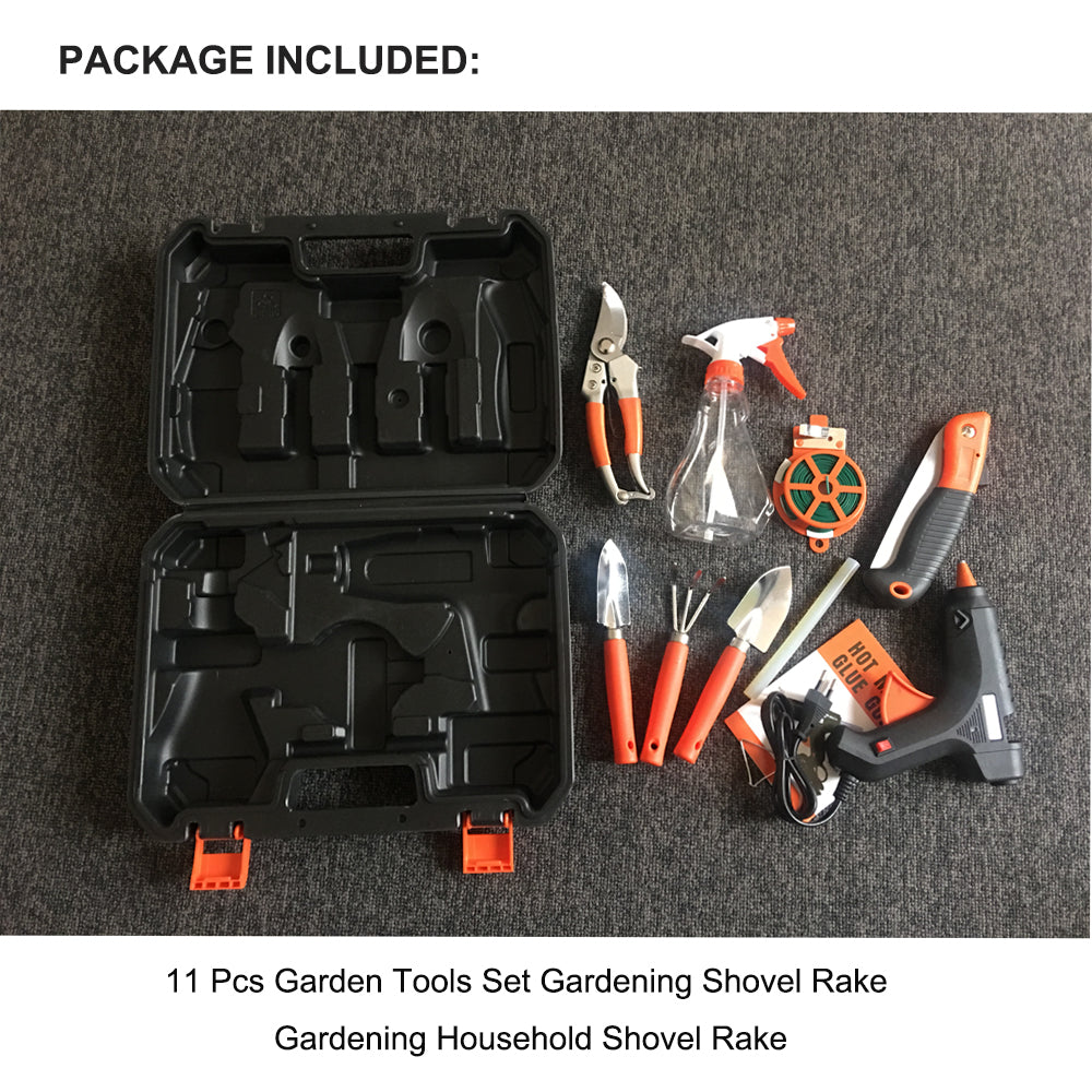 11-Piece Carbon Steel Garden Tools Set with Toolbox