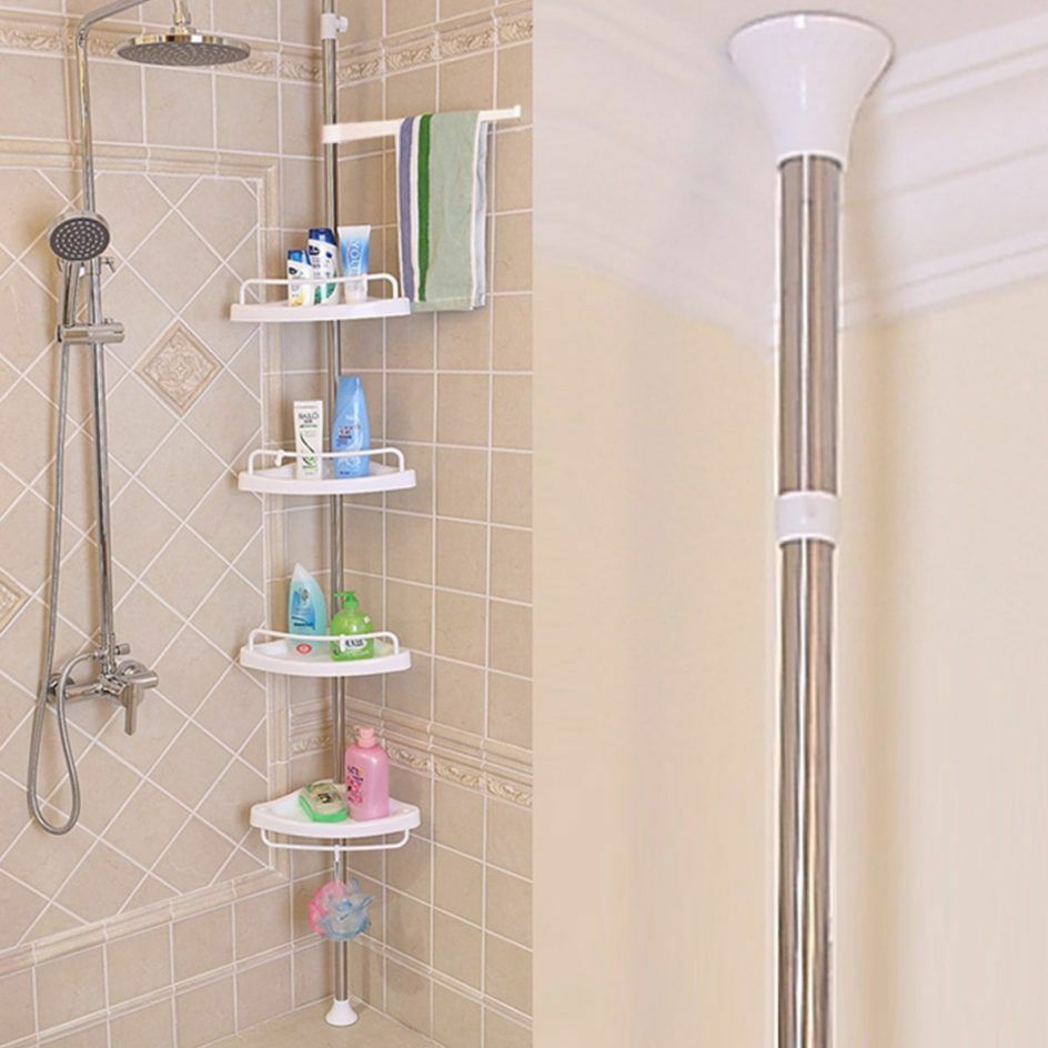 Adjustable Stainless Steel 4-Shelf Corner Shower Caddy