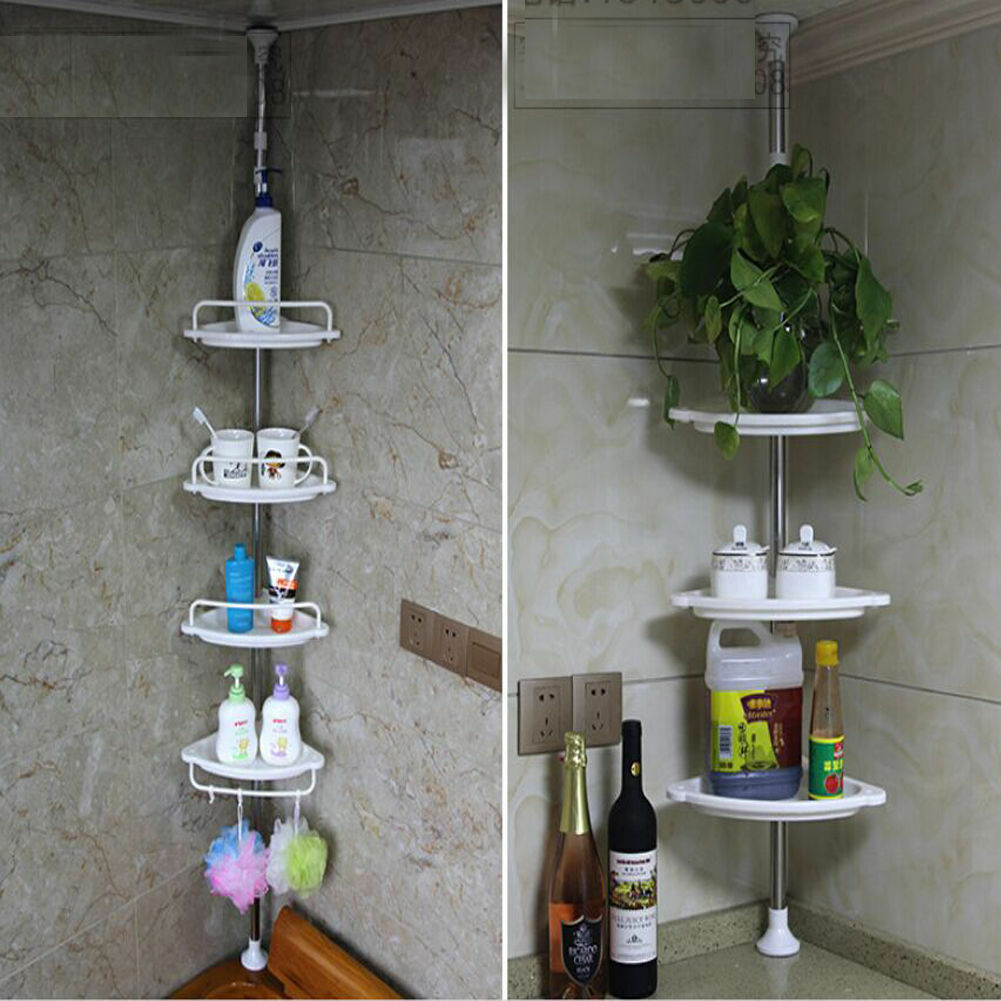 Adjustable Stainless Steel 4-Shelf Corner Shower Caddy