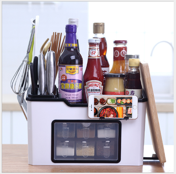 Multifunction Kitchen Organizer with 6 Seasoning Boxes