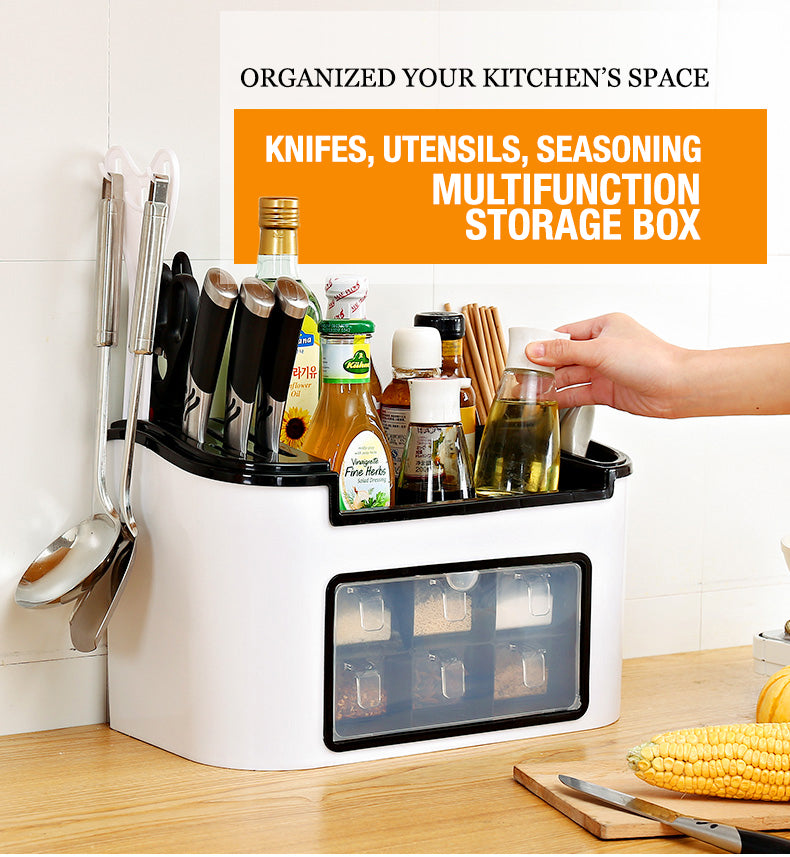 Multifunction Kitchen Organizer with 6 Seasoning Boxes