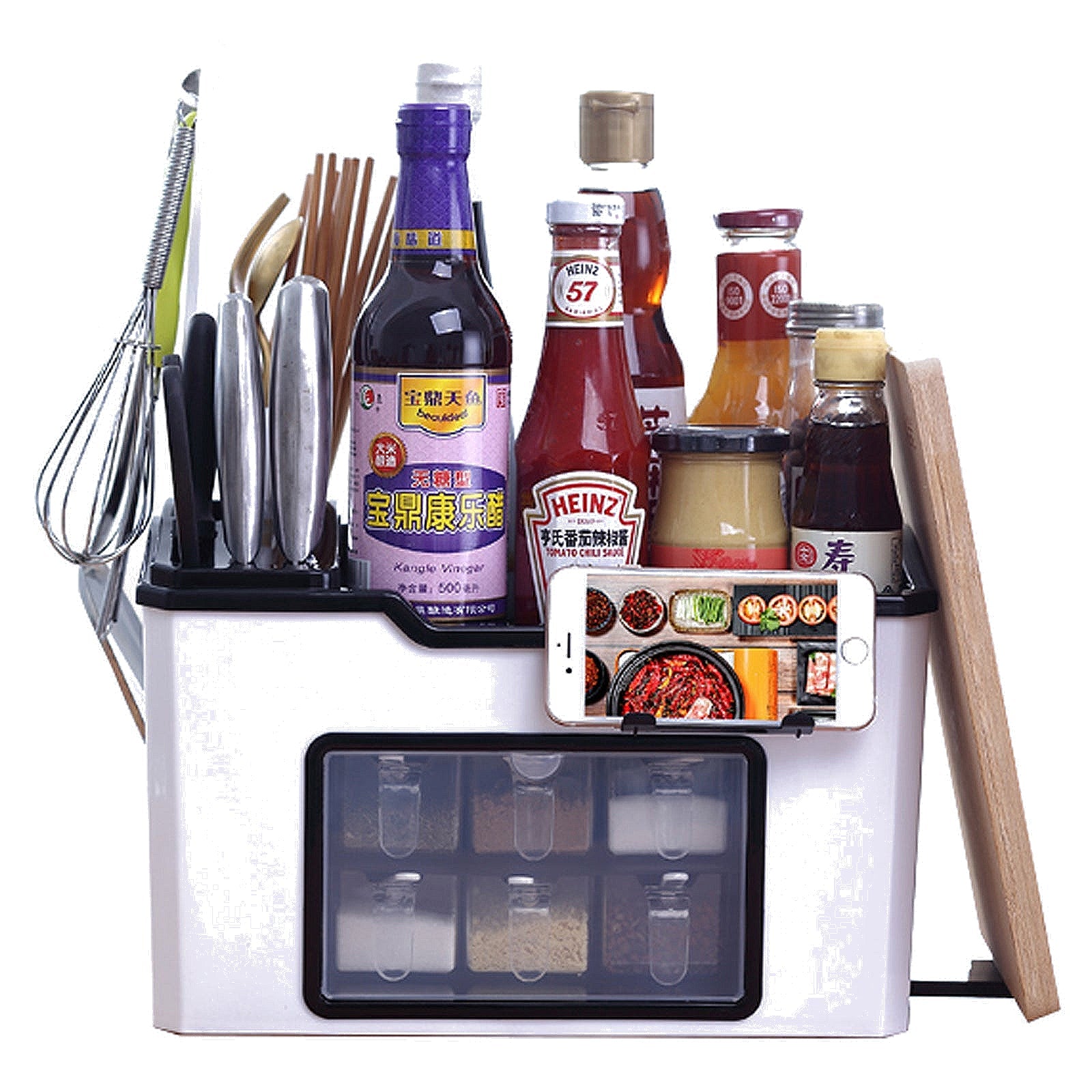 Multifunction Kitchen Organizer with 6 Seasoning Boxes