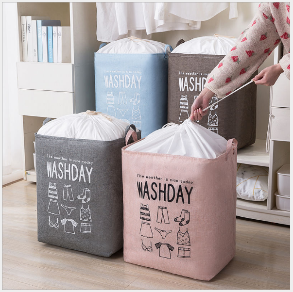 Ex-Large Capacity Collapsible Laundry Basket Foldable Washing Bin Hamper Linen Blue