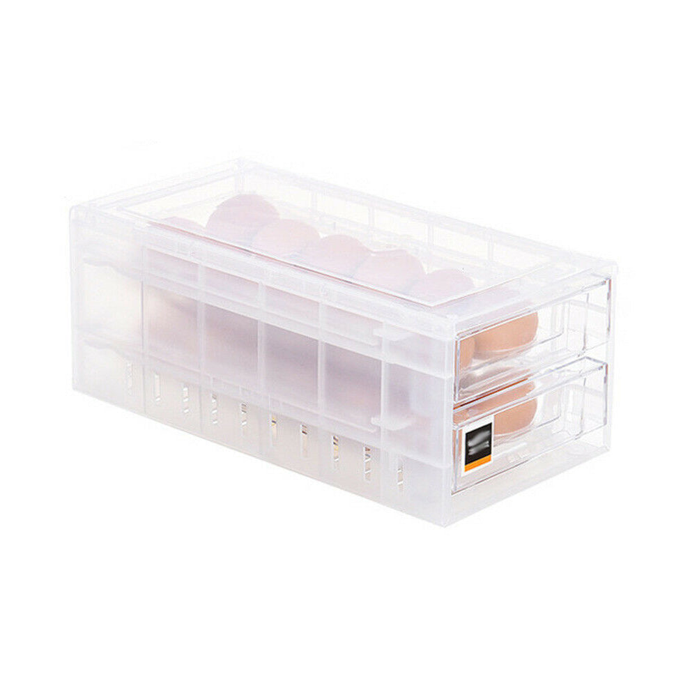 24 Grids Double Layer Egg Storage Box, Plastic, Transparent