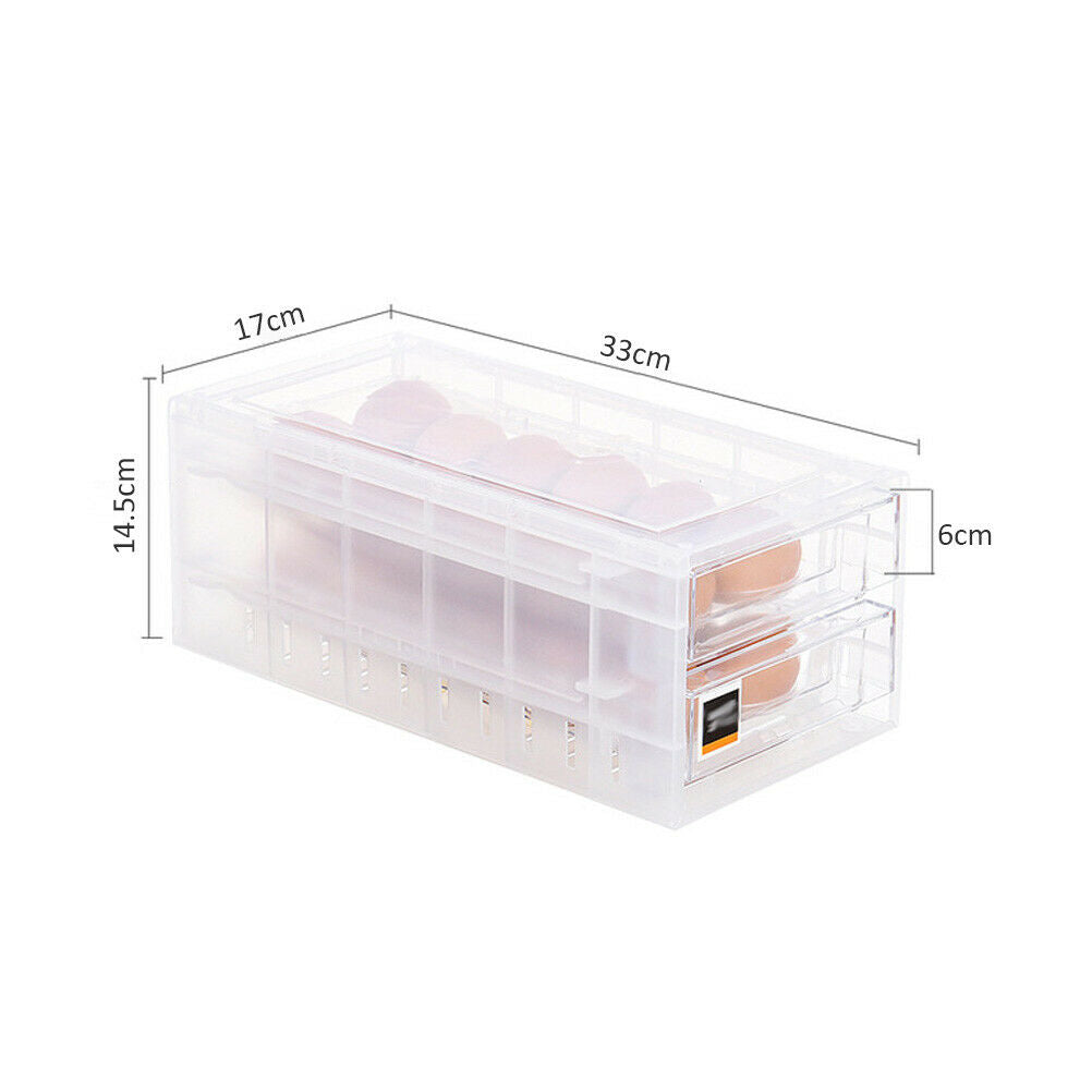 24 Grids Double Layer Egg Storage Box, Plastic, Transparent