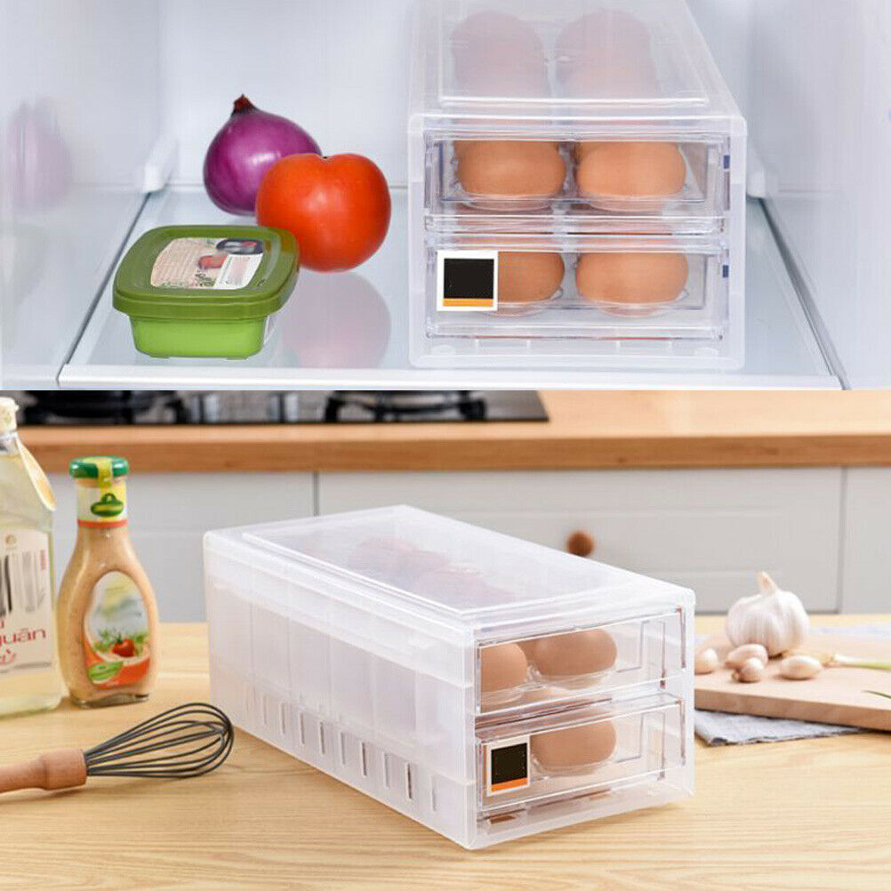 24 Grids Double Layer Egg Storage Box, Plastic, Transparent