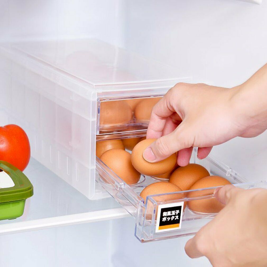 24 Grids Double Layer Egg Storage Box, Plastic, Transparent