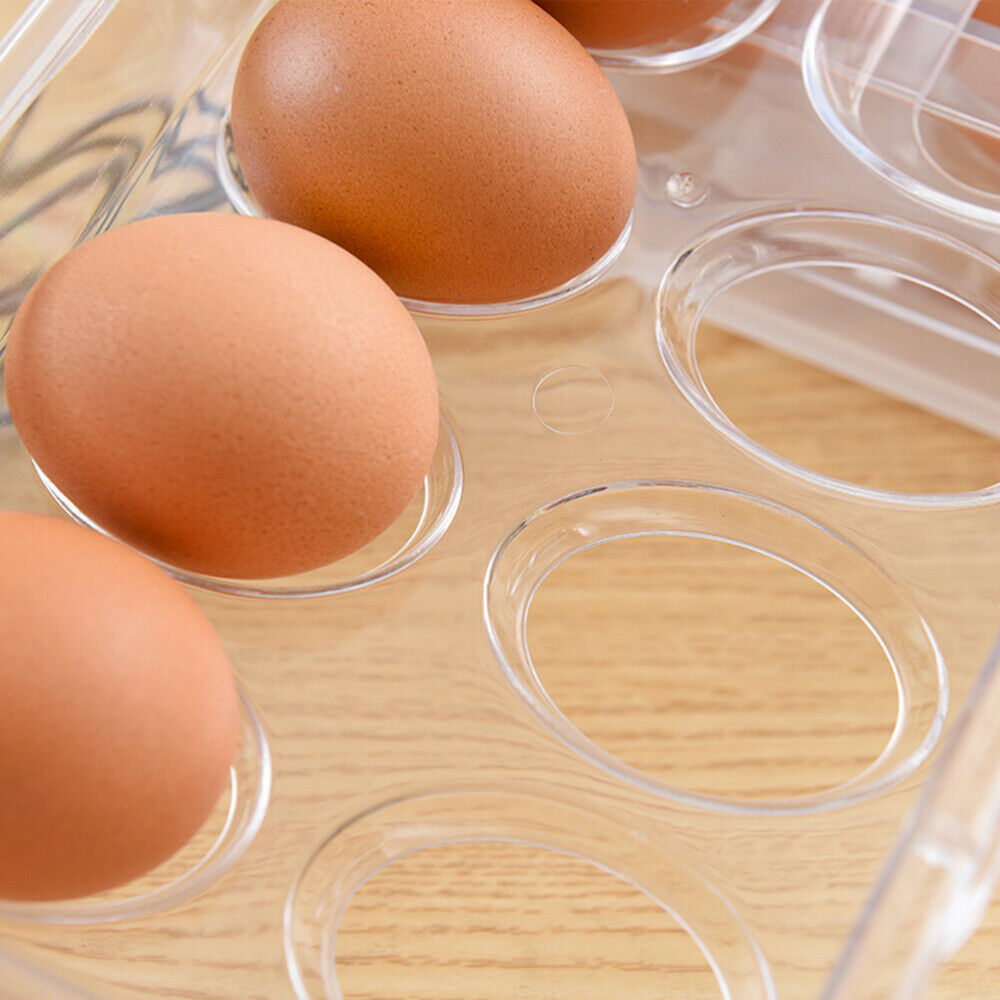 24 Grids Double Layer Egg Storage Box, Plastic, Transparent