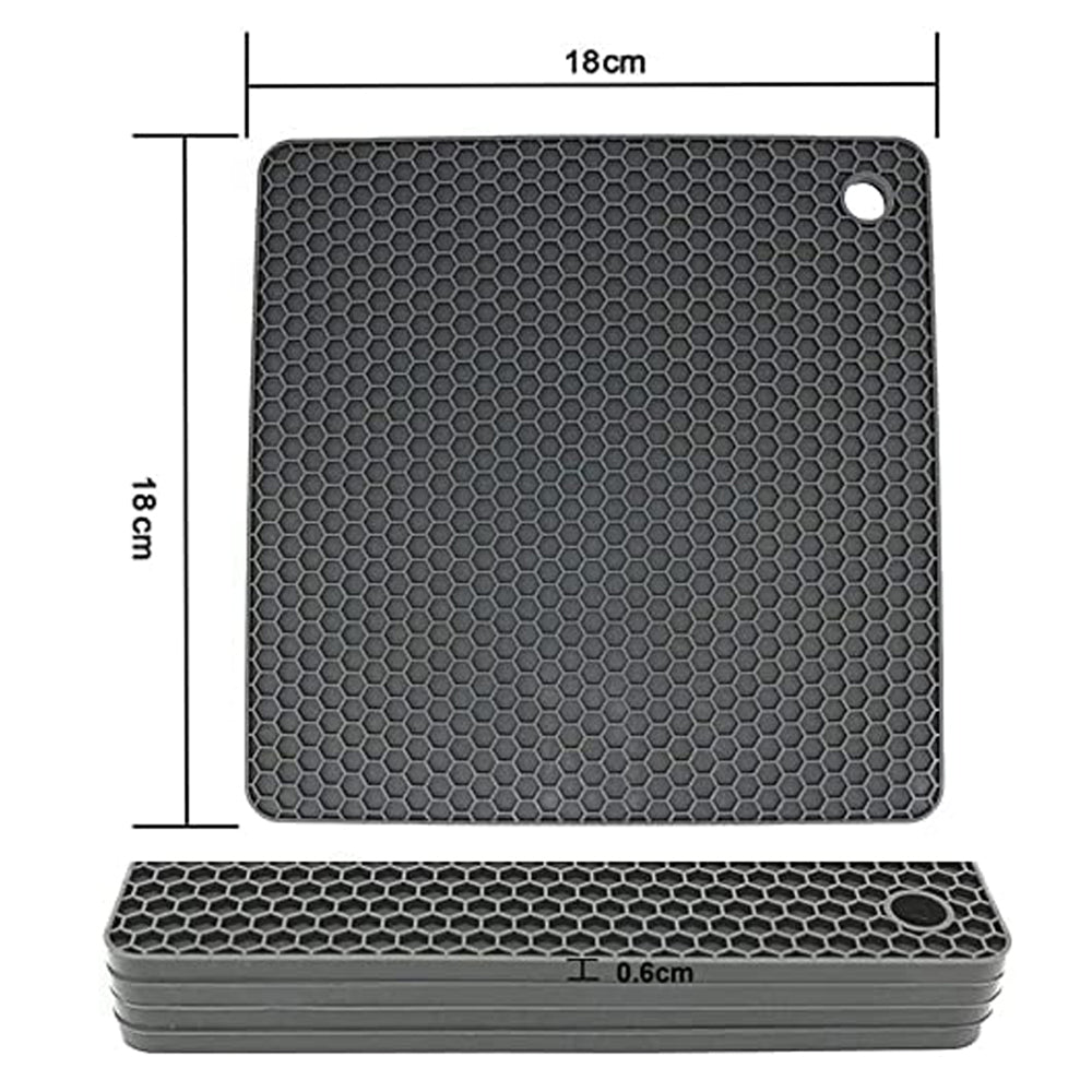 4 Pack Multi Purpose Silicone Insulation Mat Heat-Resistant Dishes Pads Black