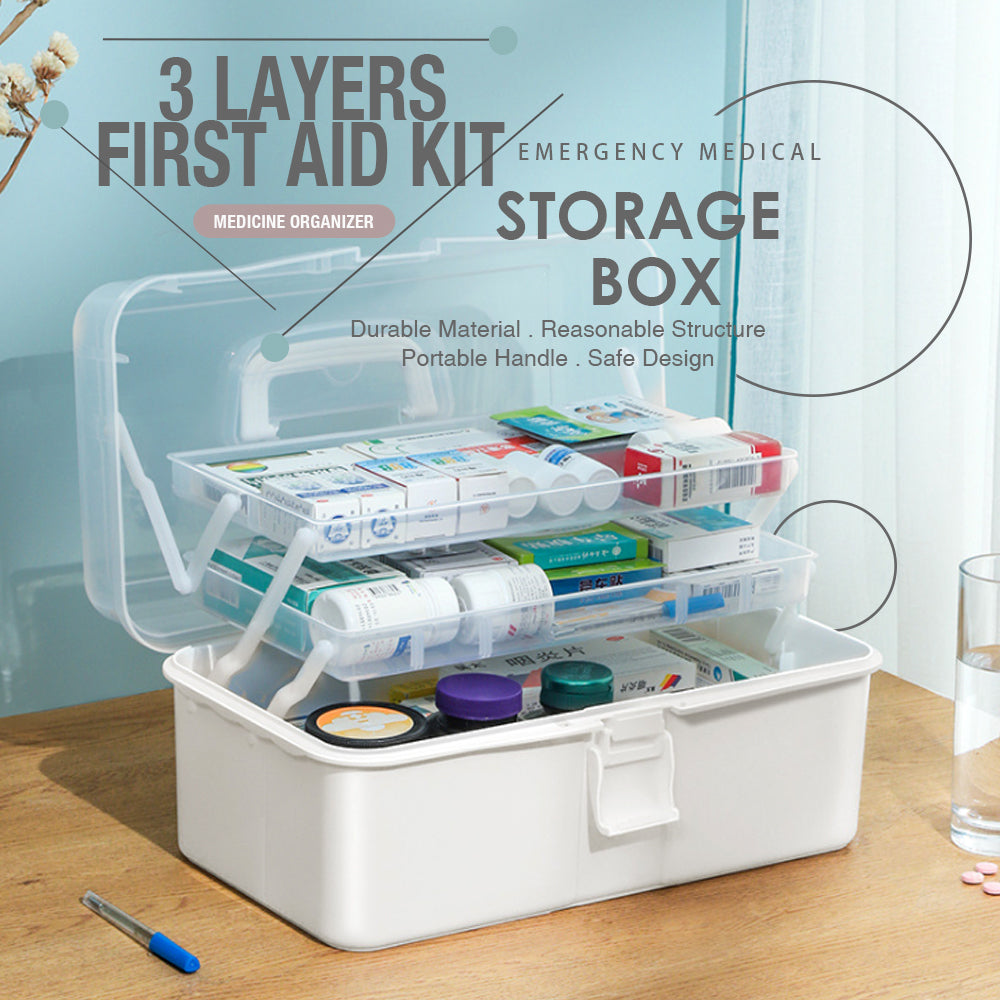First Aid Kit Mobile Rack 3 Layers Large Portable First Aid Kit Emergency Medical Storage Medici
