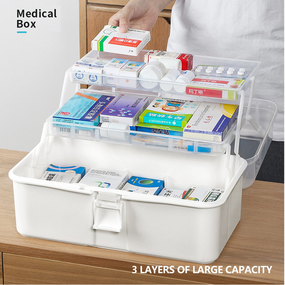 Lockable 3-Tier Portable First Aid Kit, Large, Durable