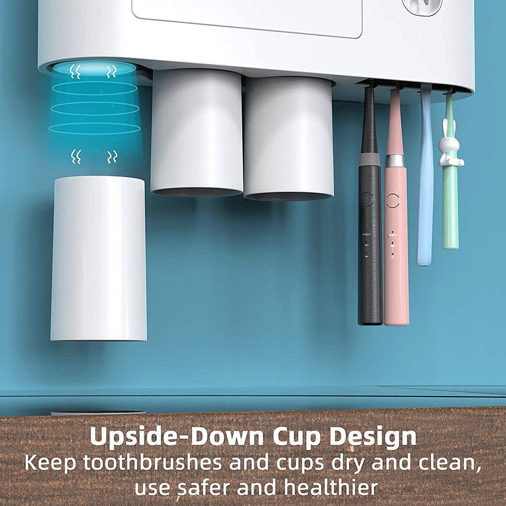 Magnetic Cups Toothbrush Holder Kit with Dispenser, 2 Drawers