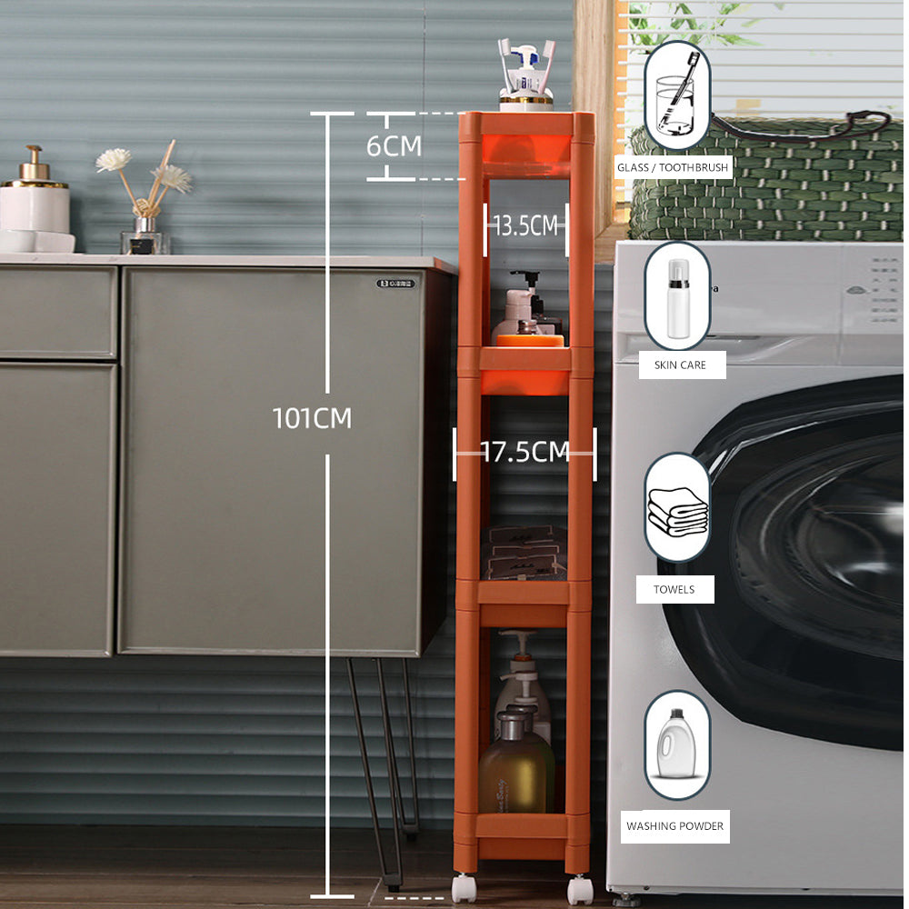 Durable 3-Layer Narrow Gap Storage Cart w/ Wheels