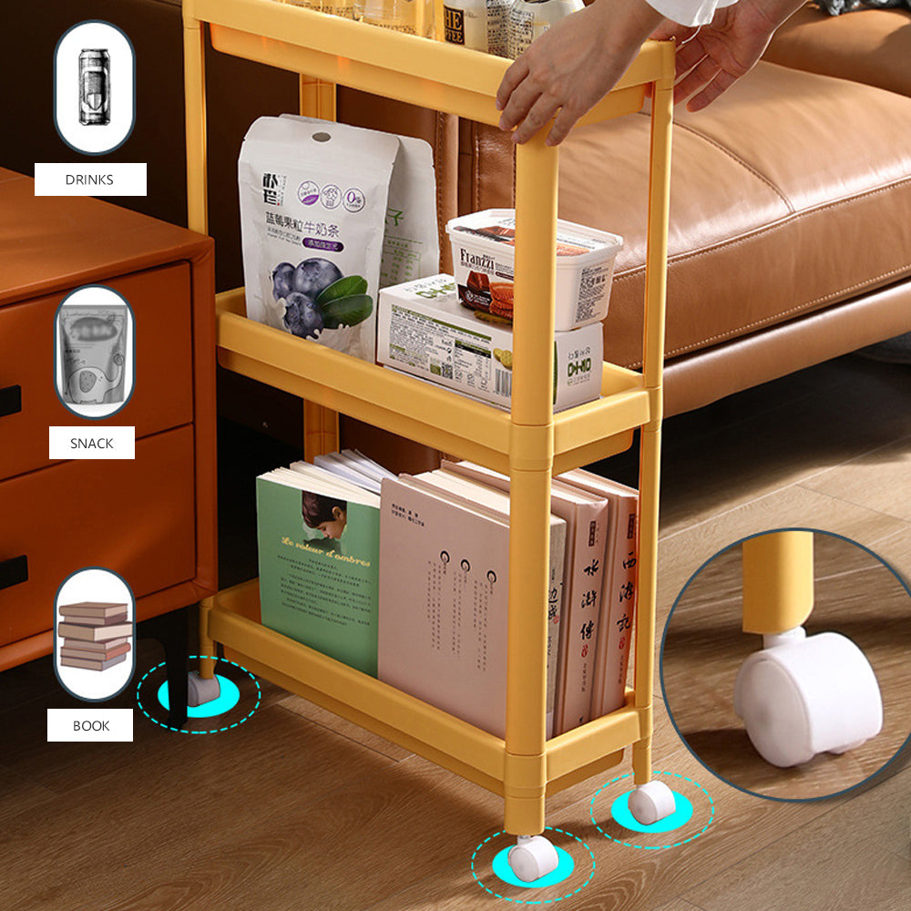 Durable 3-Layer Narrow Gap Storage Cart w/ Wheels