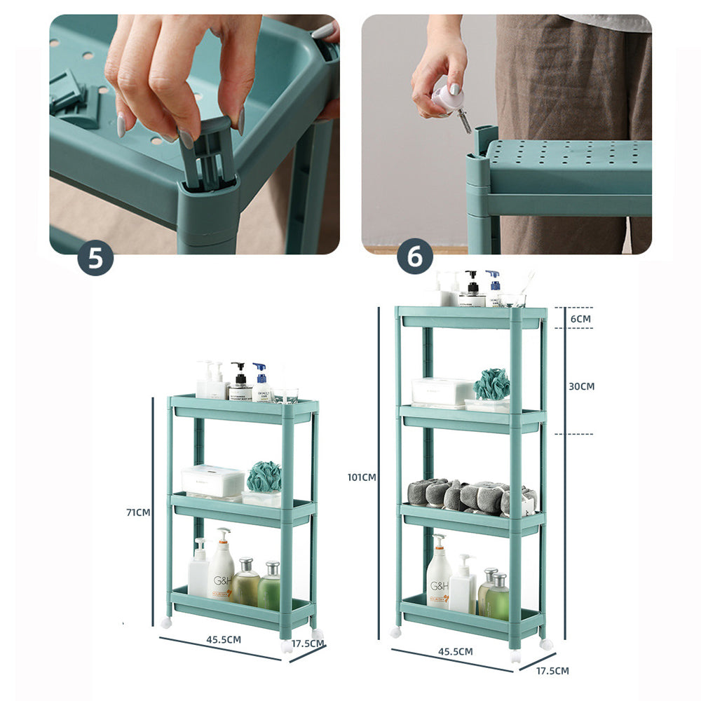 Durable 3-Layer Narrow Gap Storage Cart w/ Wheels