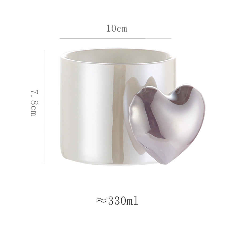 Lovely 3D Heart Love Ceramic Cup Mug Puffy Heart Handle with Gift Box Purple