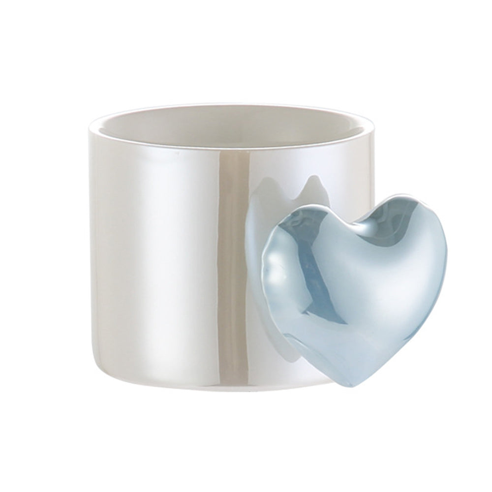 Lovely 5D Heart Love Ceramic Cup Mug Puffy Heart Handle with Gift Box Blue