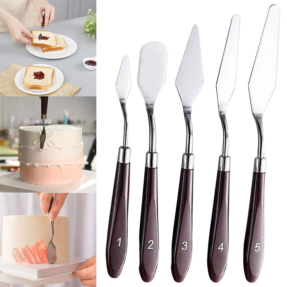 Stainless Steel Cake Cream Spatula Set, 5 Pcs, Ergonomic Handles