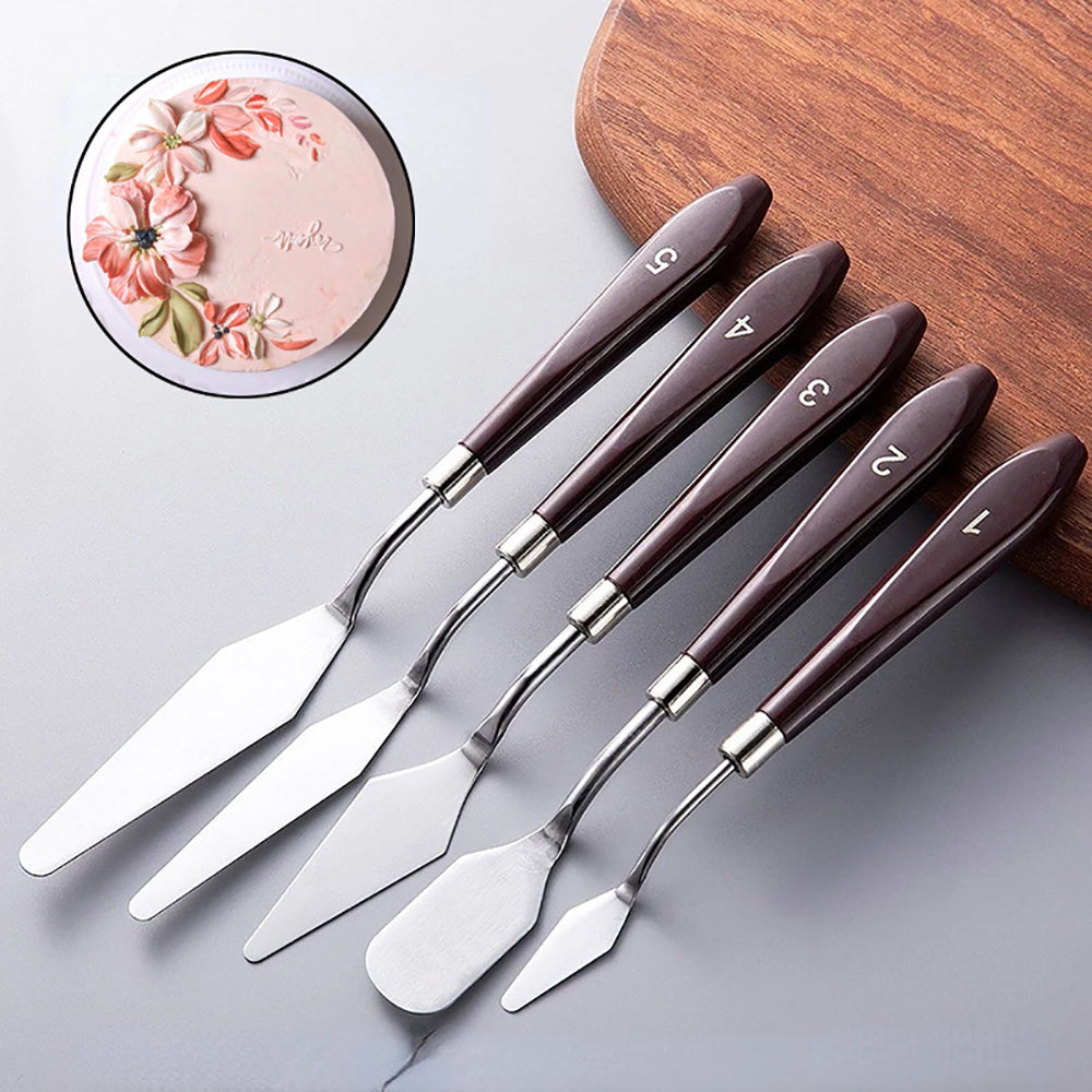 Stainless Steel Cake Cream Spatula Set, 5 Pcs, Ergonomic Handles