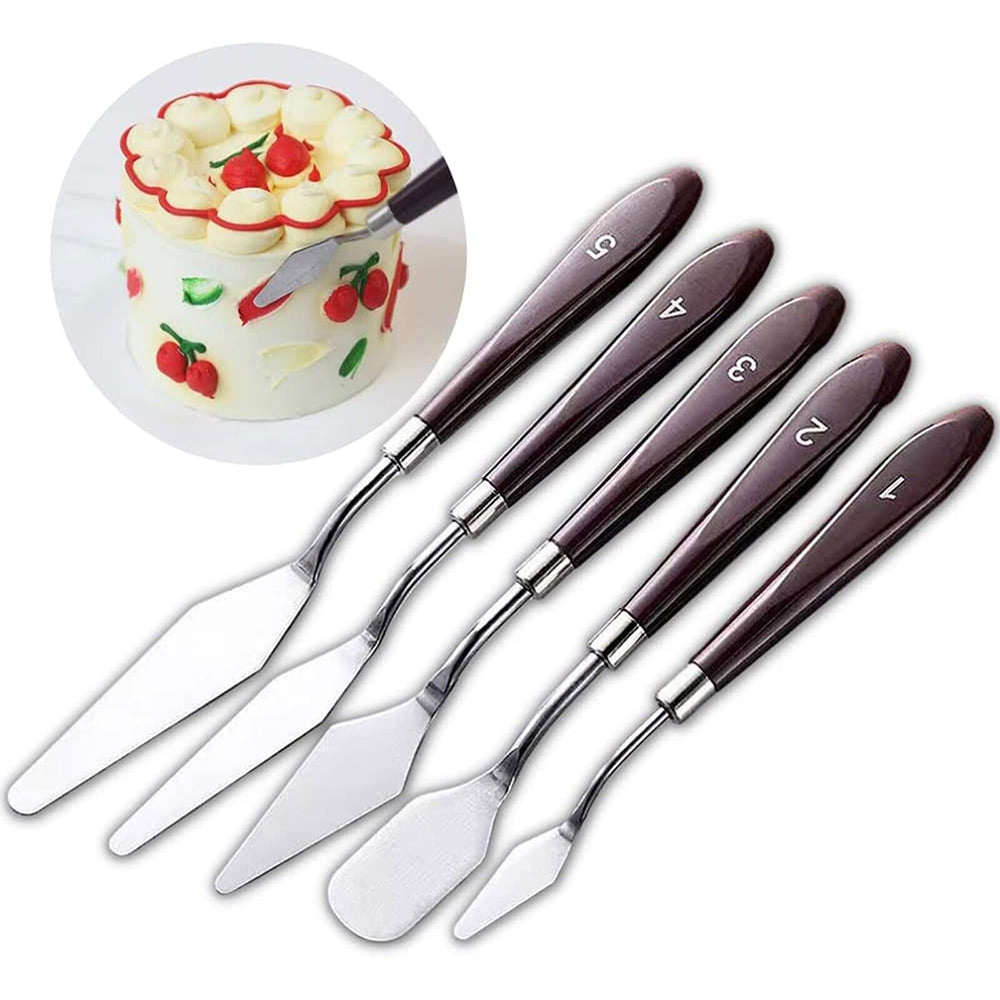 Stainless Steel Cake Cream Spatula Set, 5 Pcs, Ergonomic Handles