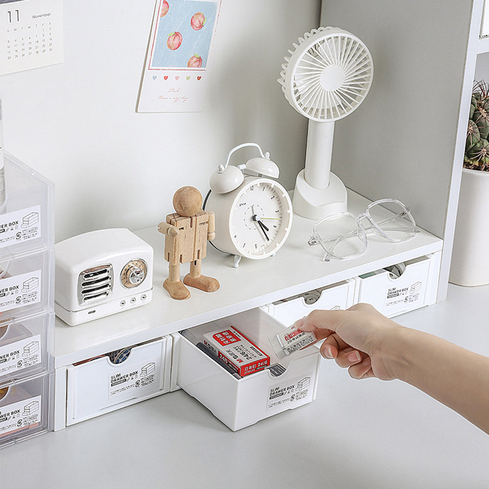 4 Pcs Set Stackable Desktop storage Box Drawer Transparent Plastic Stationery Cosmetic Organizer Box Clear