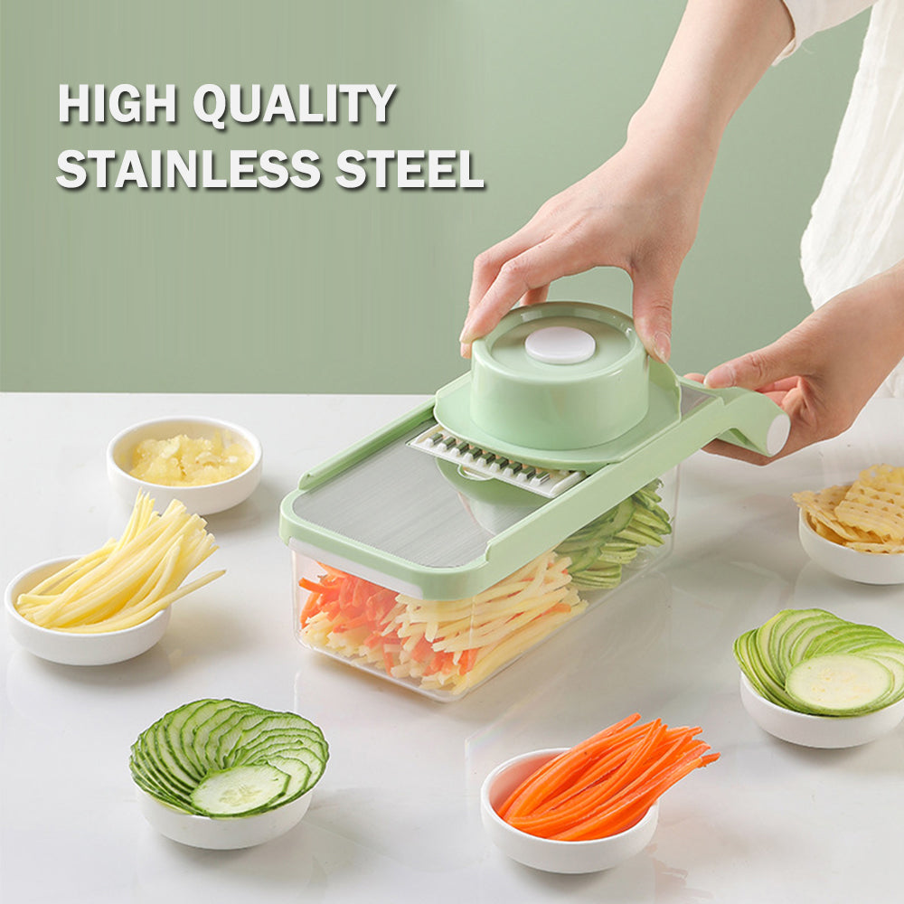 6-Blade Vegetable Slicer with Container, Non-Slip Base