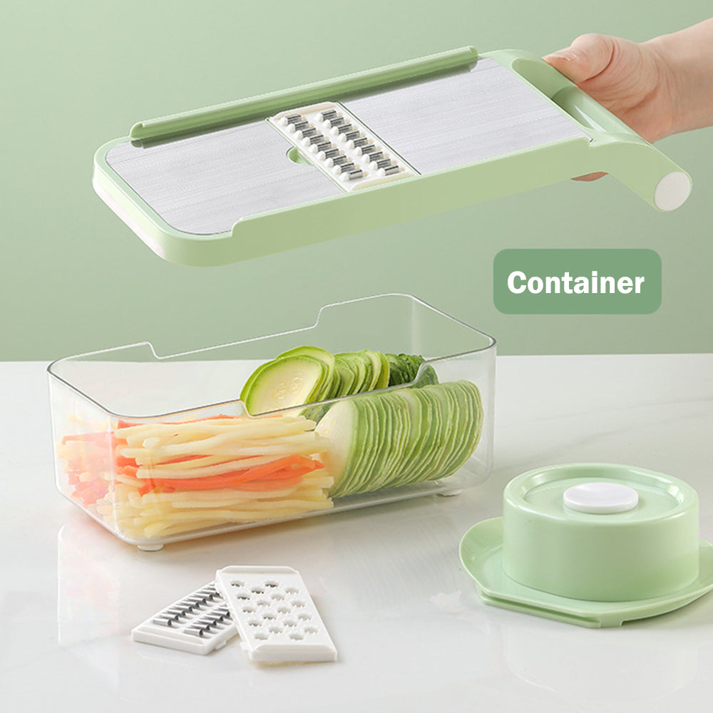 6-Blade Vegetable Slicer with Container, Non-Slip Base