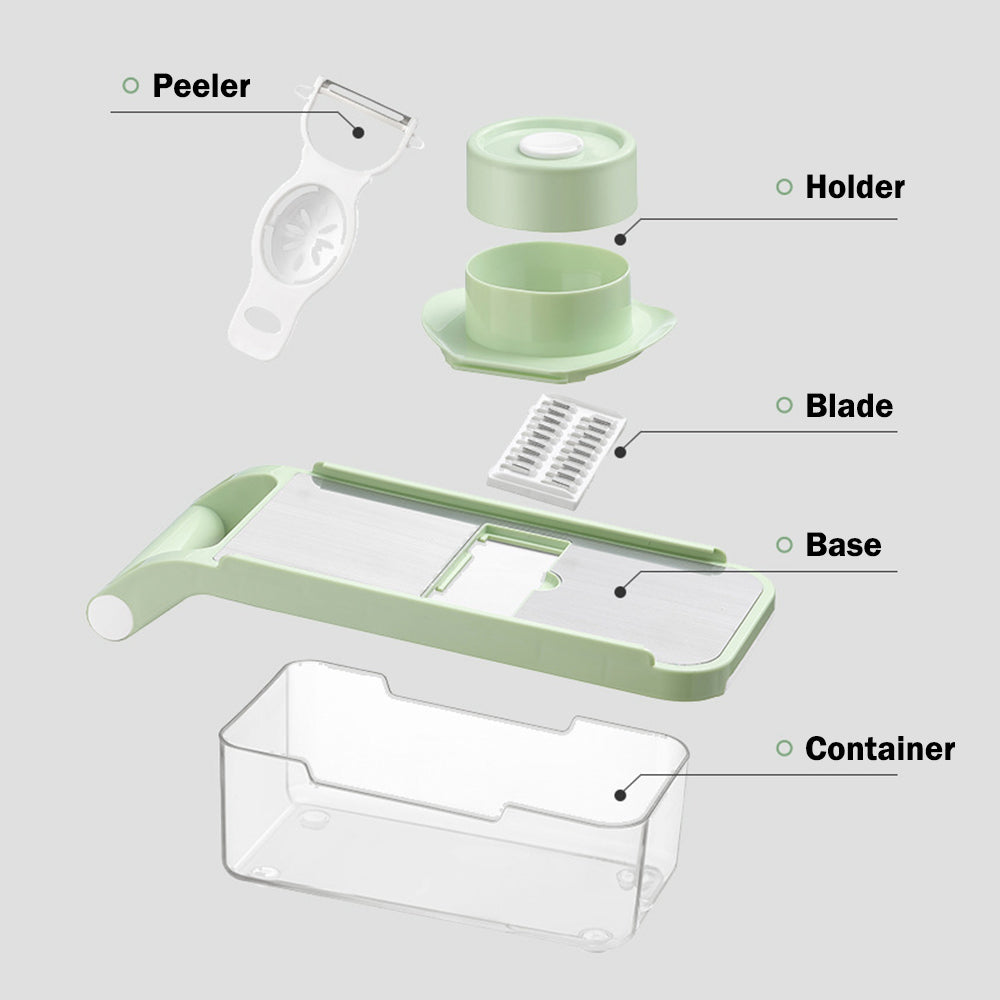 6-Blade Vegetable Slicer with Container, Non-Slip Base