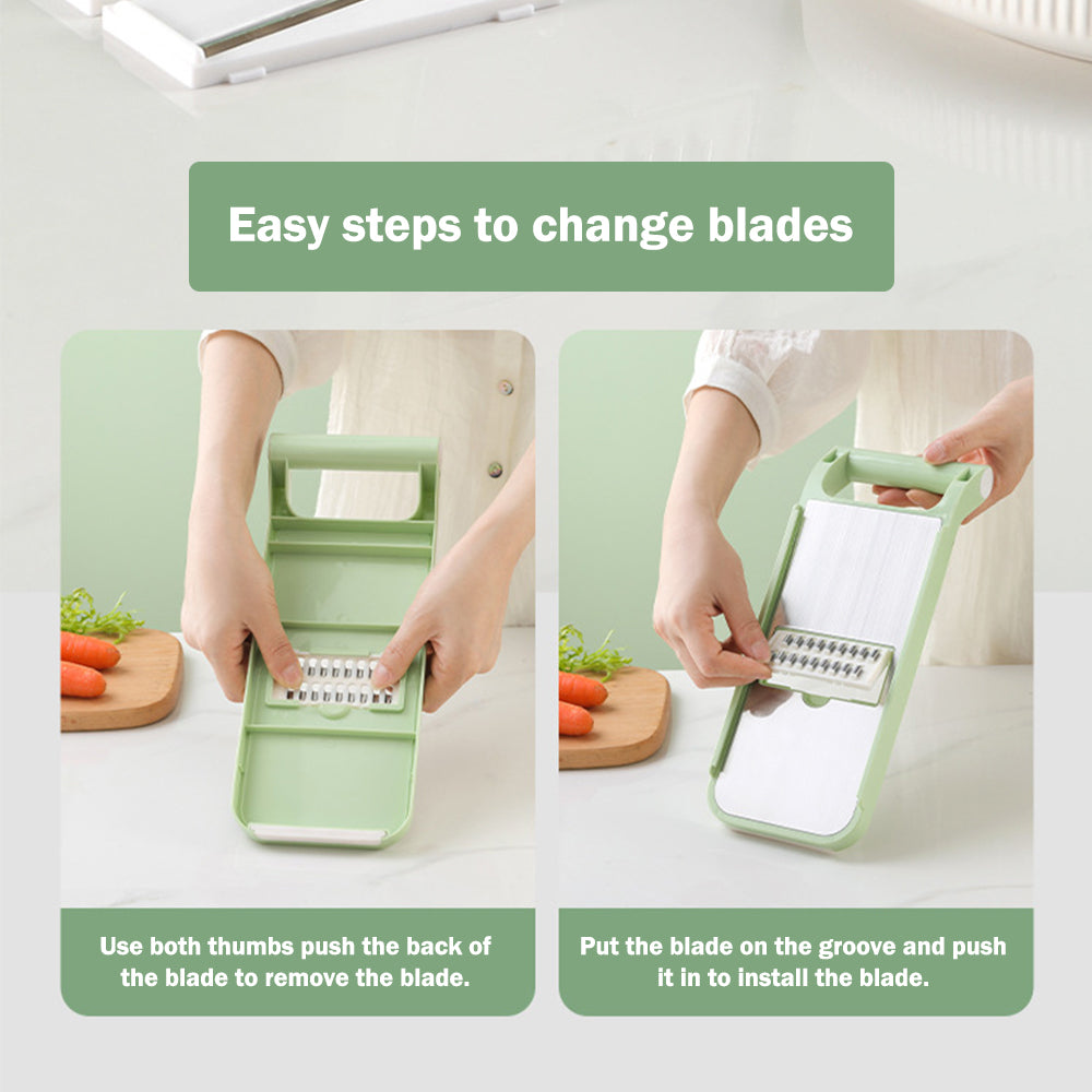 6-Blade Vegetable Slicer with Container, Non-Slip Base