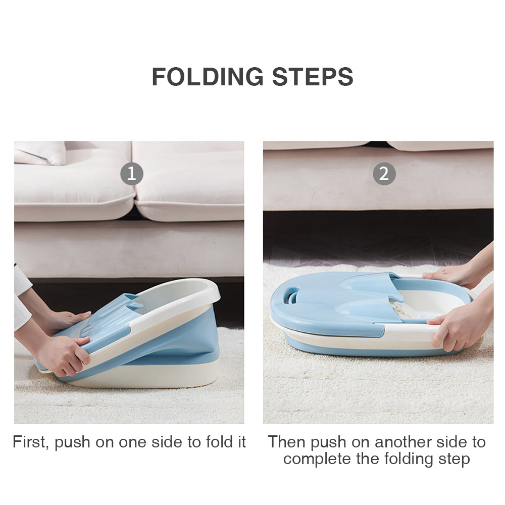 Foot Spa Water Pedicure Foldable Bucket Folding Massage Footbath Soaking Basin Blue
