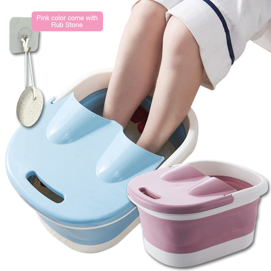 Foot Spa Water Pedicure Foldable Bucket Folding Massage Footbath Soaking Basin Pink