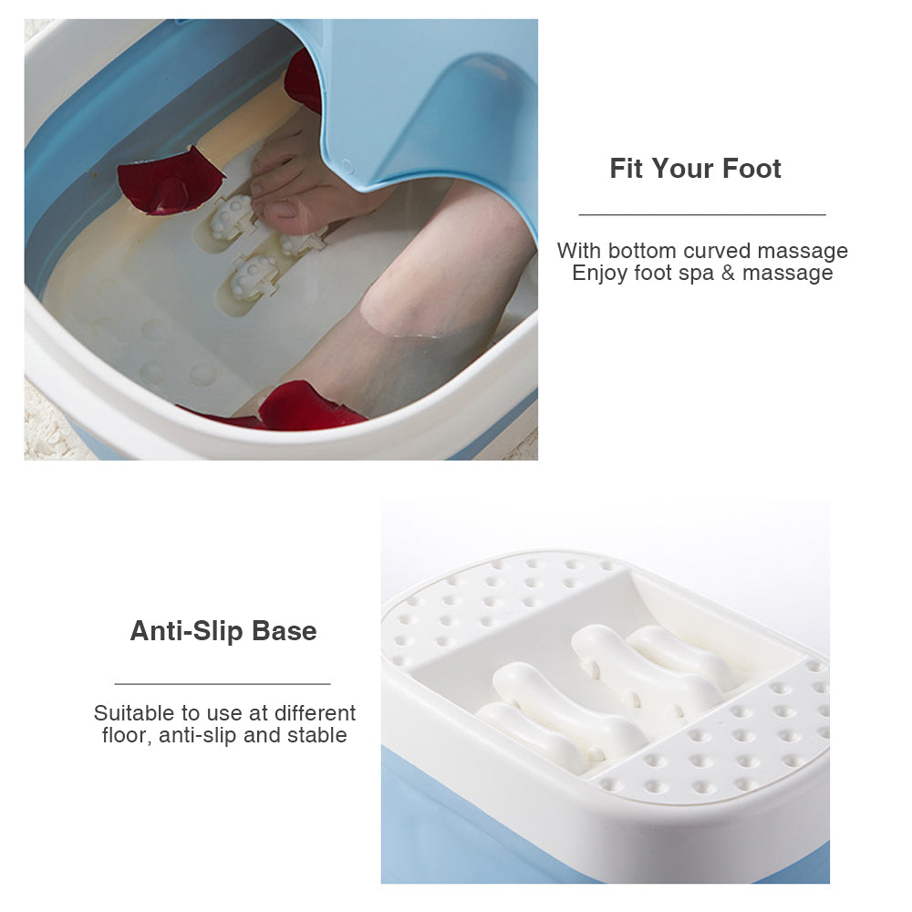 Foot Spa Water Pedicure Foldable Bucket Folding Massage Footbath Soaking Basin Pink